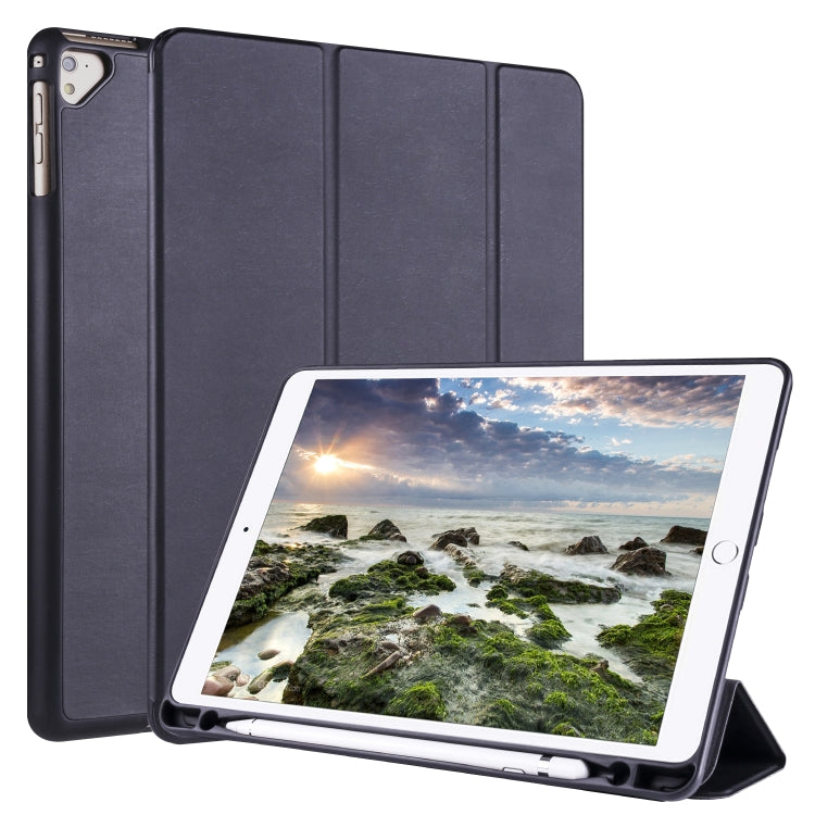 For iPad 9 / 8 / 7 / 6 / 5 Horizontal Flip Tablet PC PU Leather Case with Three-folding Holder & Pen Slot