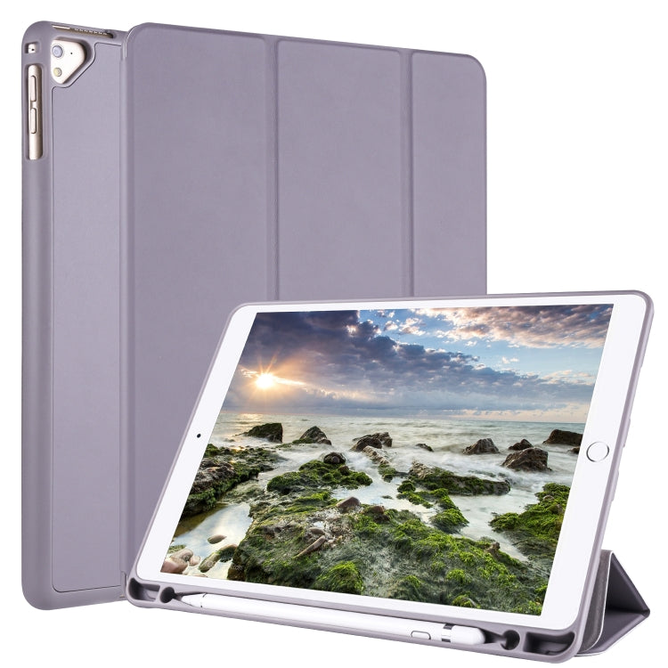 For iPad 9 / 8 / 7 / 6 / 5 Horizontal Flip Tablet PC PU Leather Case with Three-folding Holder & Pen Slot