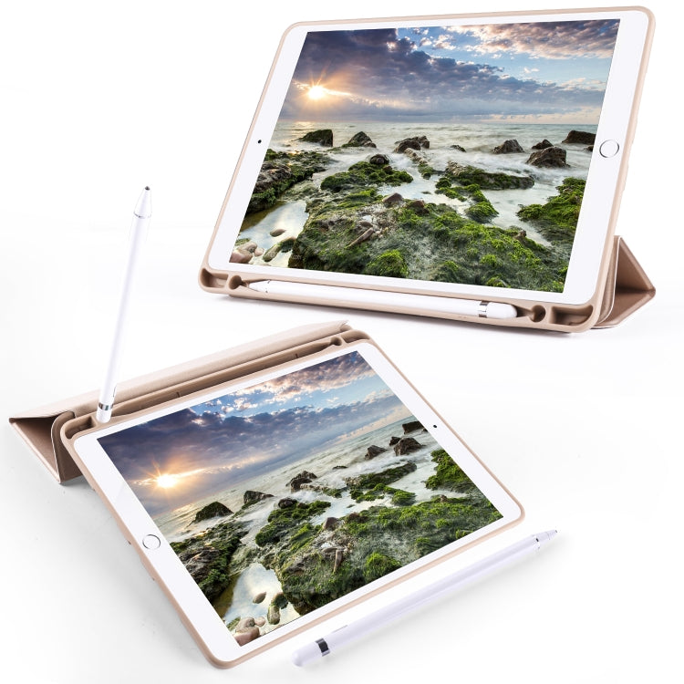 For iPad 9 / 8 / 7 / 6 / 5 Horizontal Flip Tablet PC PU Leather Case with Three-folding Holder & Pen Slot