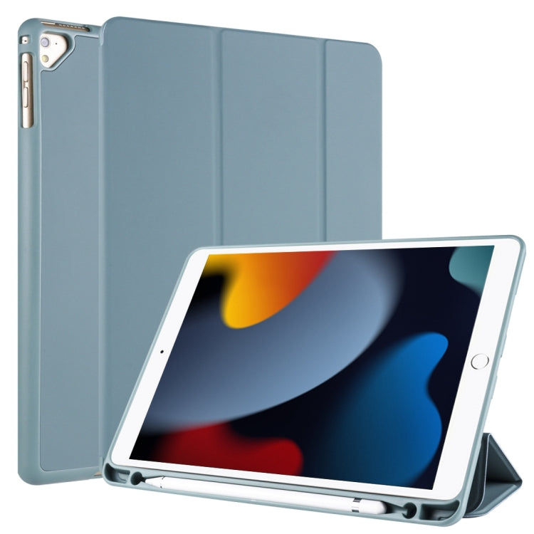 For iPad 9 / 8 / 7 / 6 / 5 Horizontal Flip Tablet PC PU Leather Case with Three-folding Holder & Pen Slot