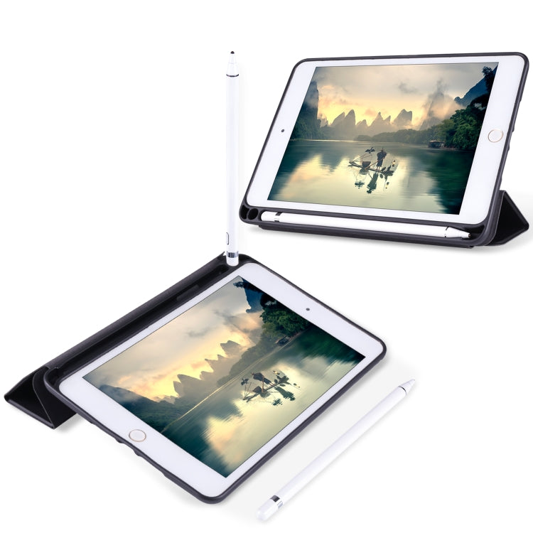 For iPad Mini 5 / 4 Horizontal Flip Tablet PC PU Leather Case with Three-folding Holder & Pen Slot