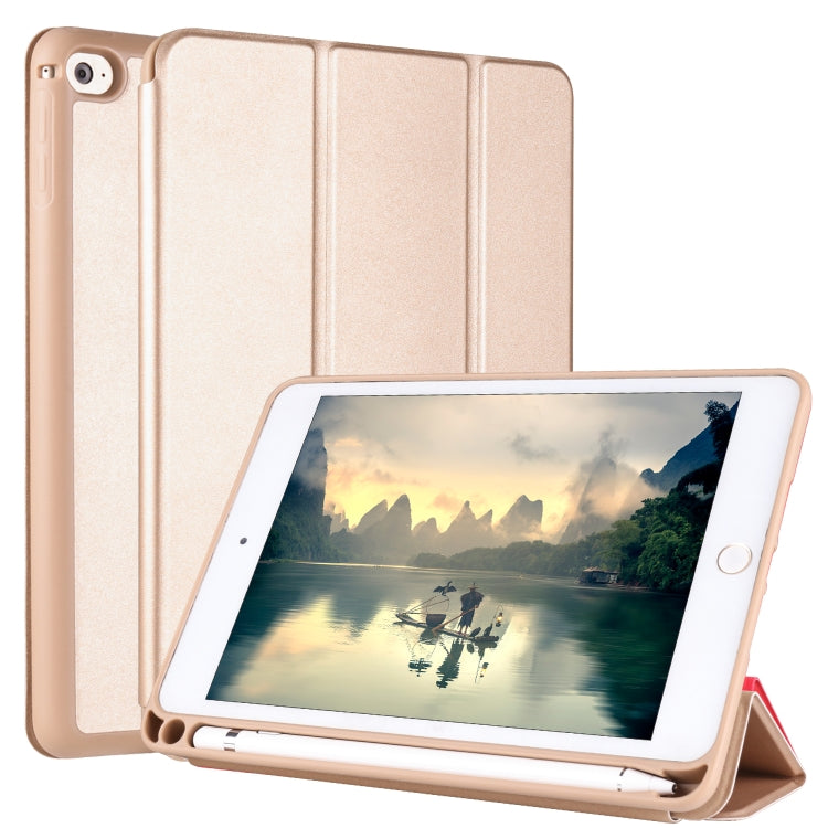 For iPad Mini 5 / 4 Horizontal Flip Tablet PC PU Leather Case with Three-folding Holder & Pen Slot