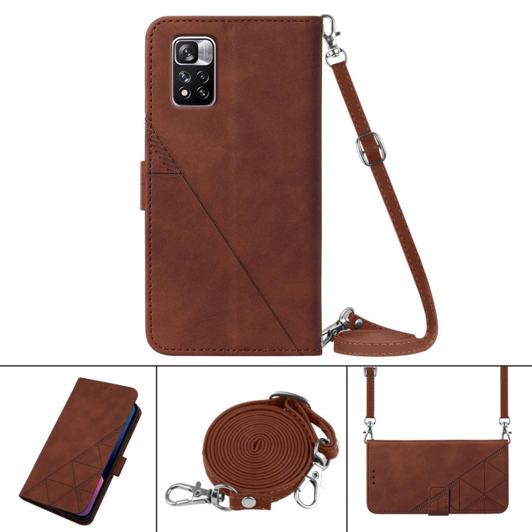 For Xiaomi Redmi Note 11 Pro+ Crossbody 3D Embossed Flip Leather Phone Case