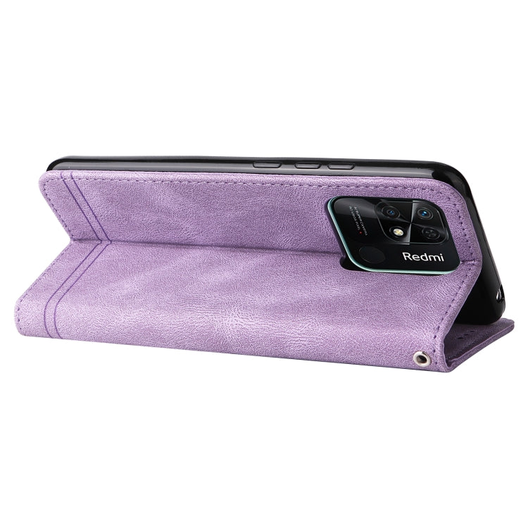 For Xiaomi Redmi 10C 4G / Redmi 10 India Version Skin Feel Life Tree Metal Button Leather Phone Case