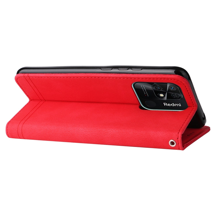 For Xiaomi Redmi 10C 4G / Redmi 10 India Version Skin Feel Life Tree Metal Button Leather Phone Case