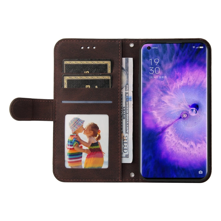 For OPPO Find X5 Skin Feel Life Tree Metal Button Leather Phone Case