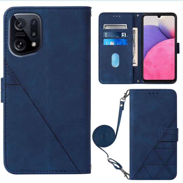 For OPPO Find X5 Crossbody 3D Embossed Flip Leather Phone Case