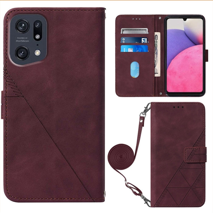 For OPPO Find X5 Pro Crossbody 3D Embossed Flip Leather Phone Case