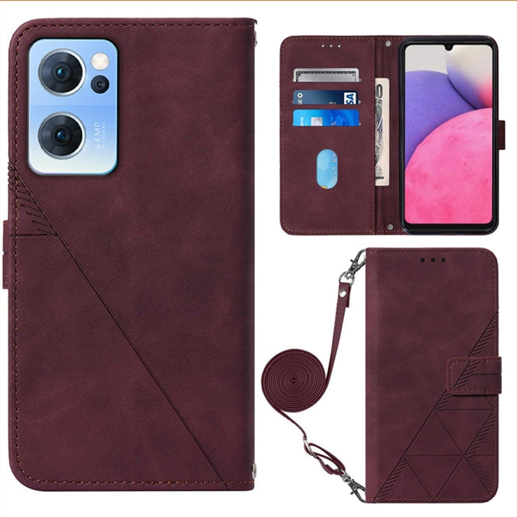 For OPPO Reno7 5G / Find X5 Lite Crossbody 3D Embossed Flip Leather Phone Case