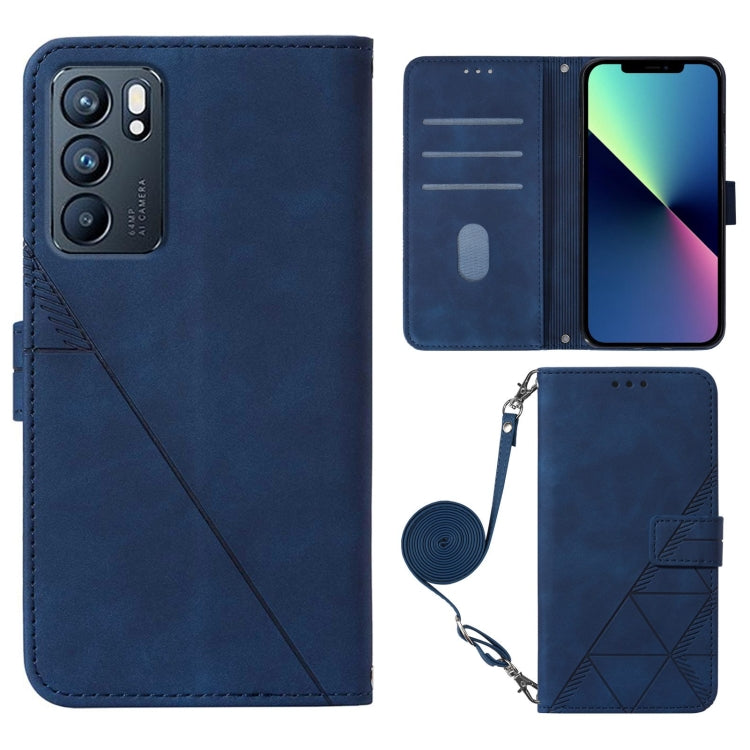 For OPPO Reno6 5G Crossbody 3D Embossed Flip Leather Phone Case