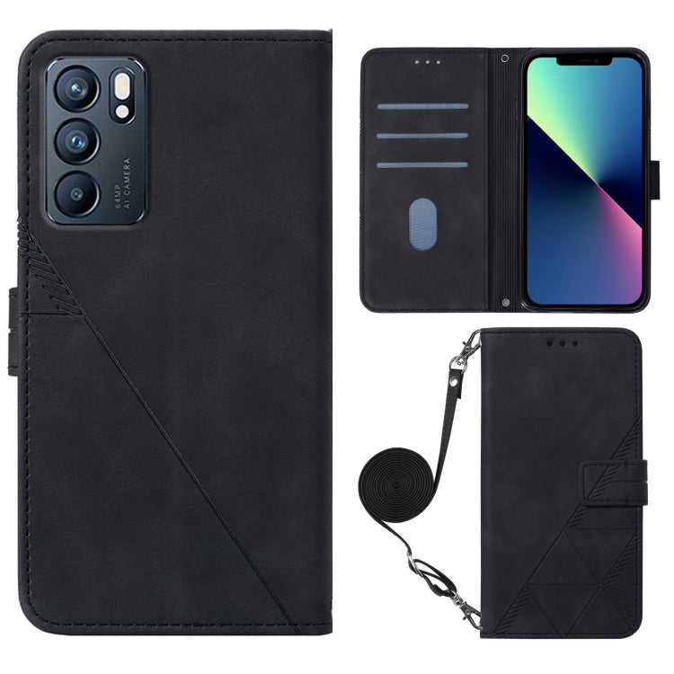 For OPPO Reno6 5G Crossbody 3D Embossed Flip Leather Phone Case