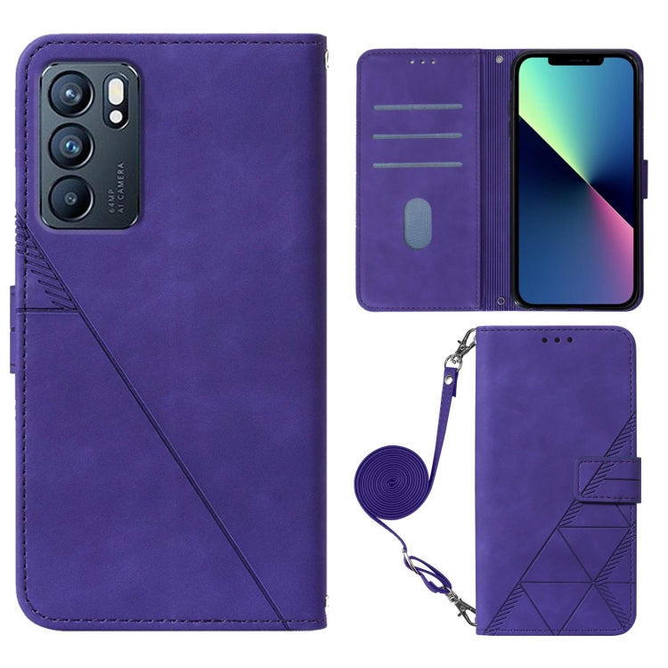 For OPPO Reno6 5G Crossbody 3D Embossed Flip Leather Phone Case