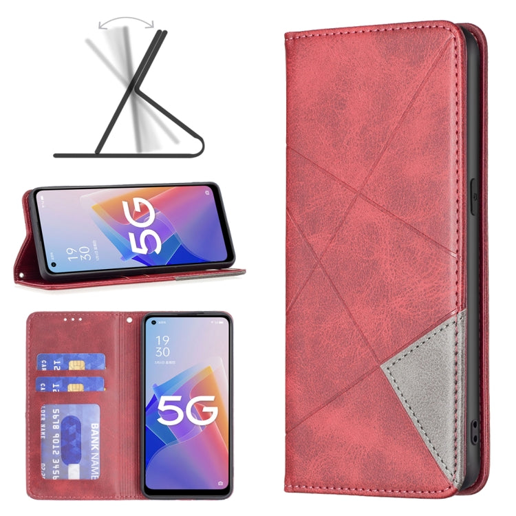 For OPPO A96 5G Prismatic Invisible Magnetic Leather Phone Case