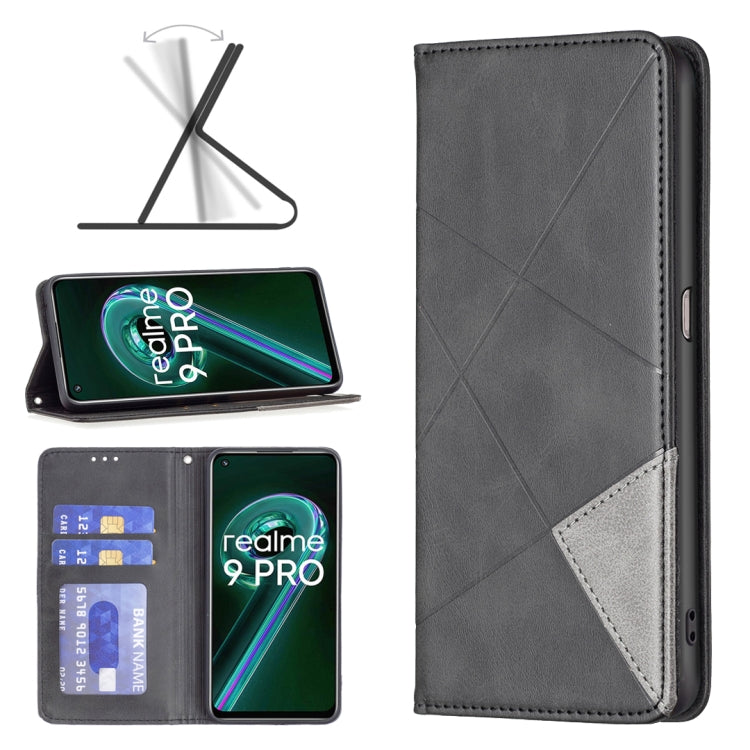 For OPPO Realme 9 Pro Prismatic Invisible Magnetic Leather Phone Case