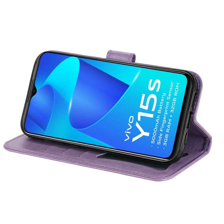 For vivo Y15s 2021 / Y15a 7-petal Flowers Embossed Flip Leather Phone Case