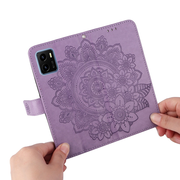 For vivo Y15s 2021 / Y15a 7-petal Flowers Embossed Flip Leather Phone Case