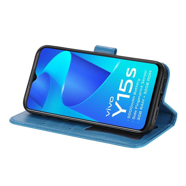 For vivo Y15s 2021 / Y15a 7-petal Flowers Embossed Flip Leather Phone Case