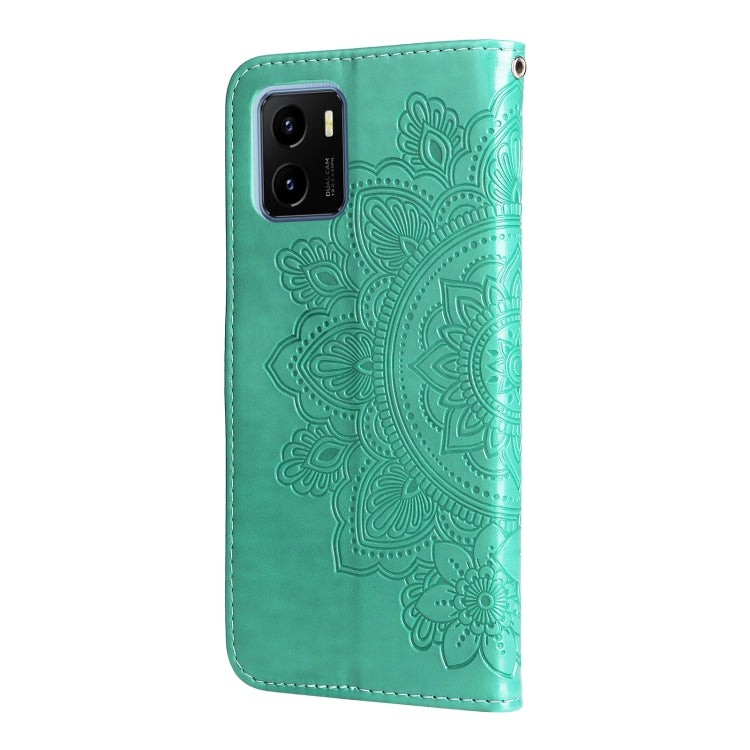 For vivo Y15s 2021 / Y15a 7-petal Flowers Embossed Flip Leather Phone Case