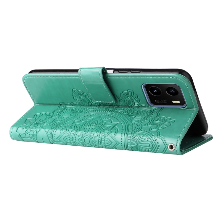 For vivo Y15s 2021 / Y15a 7-petal Flowers Embossed Flip Leather Phone Case