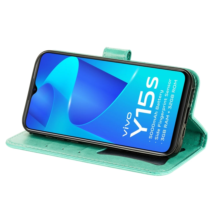 For vivo Y15s 2021 / Y15a 7-petal Flowers Embossed Flip Leather Phone Case