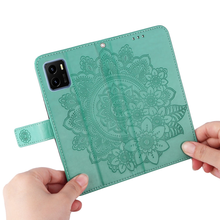 For vivo Y15s 2021 / Y15a 7-petal Flowers Embossed Flip Leather Phone Case
