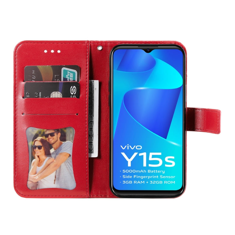 For vivo Y15s 2021 / Y15a 7-petal Flowers Embossed Flip Leather Phone Case