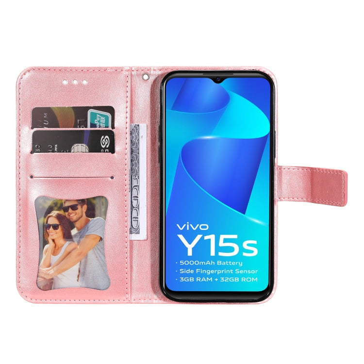 For vivo Y15s 2021 / Y15a 7-petal Flowers Embossed Flip Leather Phone Case