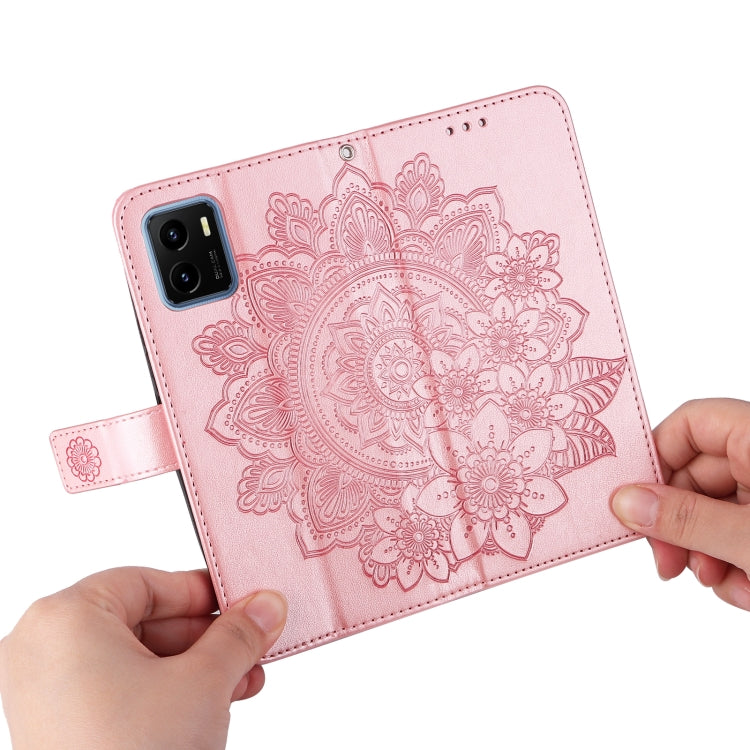 For vivo Y15s 2021 / Y15a 7-petal Flowers Embossed Flip Leather Phone Case