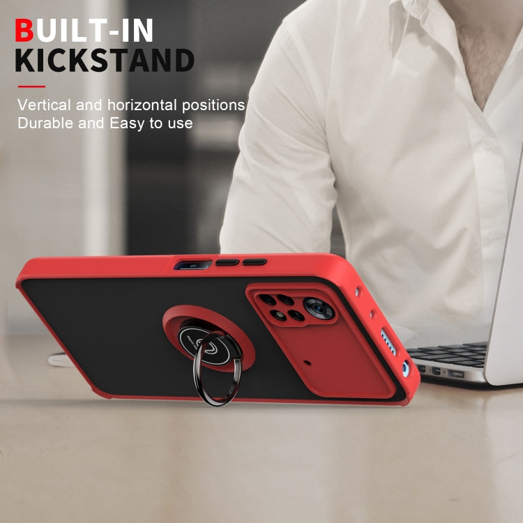 For Xiaomi Poco X4 Pro 5G Q Shadow 1 Series TPU + PC Phone Case with Ring Holder