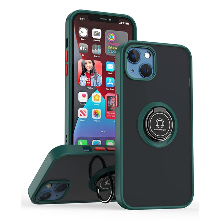 For iPhone 13 Q Shadow 1 Series TPU + PC Phone Case with Ring Holder