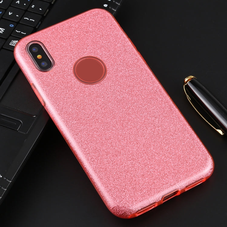For iPhone XS Max Full Coverage TPU + PC Glittery Powder Protective Back Case