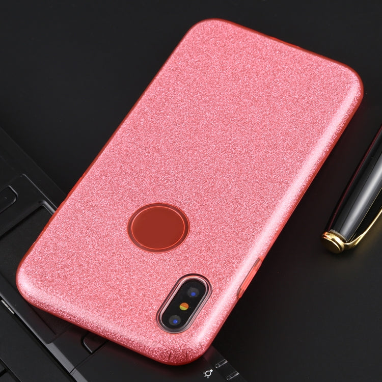 For iPhone XS Max Full Coverage TPU + PC Glittery Powder Protective Back Case