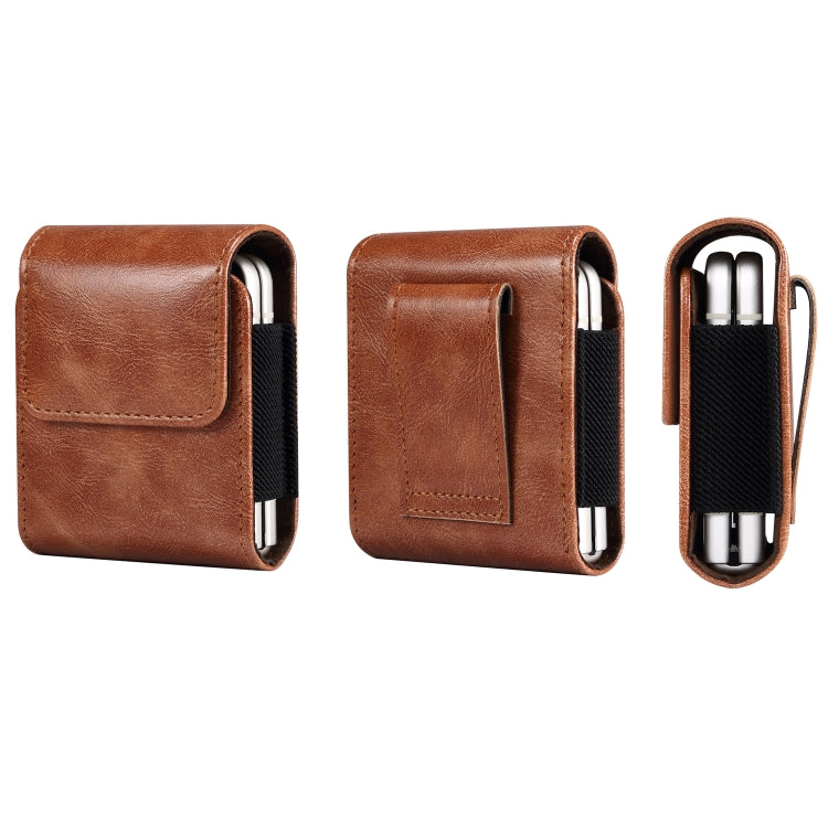 Universal Folding Mobile Phone Waist-mounted Leather Case(Brown)