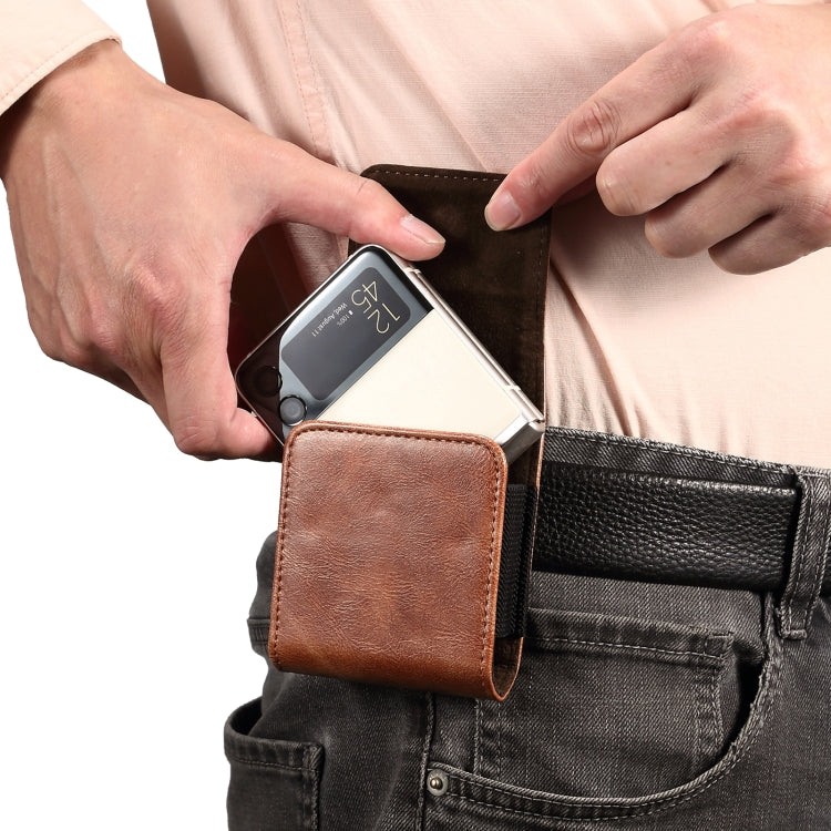 Universal Folding Mobile Phone Waist-mounted Leather Case(Brown)