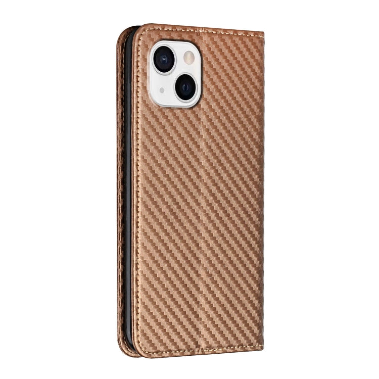 For iPhone 13 mini Carbon Fiber Texture Flip Holder Leather Phone Case
