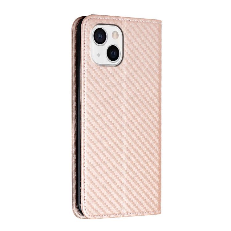 For iPhone 13 mini Carbon Fiber Texture Flip Holder Leather Phone Case