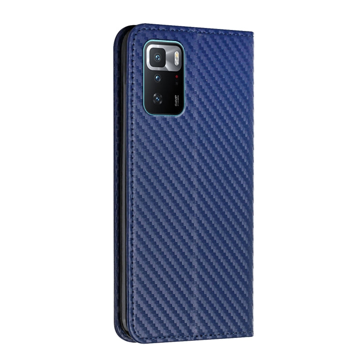 For Xiaomi Redmi Note 10 Pro 5G Carbon Fiber Texture Flip Holder Leather Phone Case