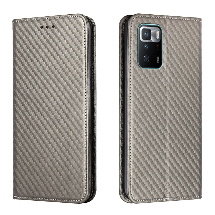 For Xiaomi Redmi Note 10 Pro 5G Carbon Fiber Texture Flip Holder Leather Phone Case