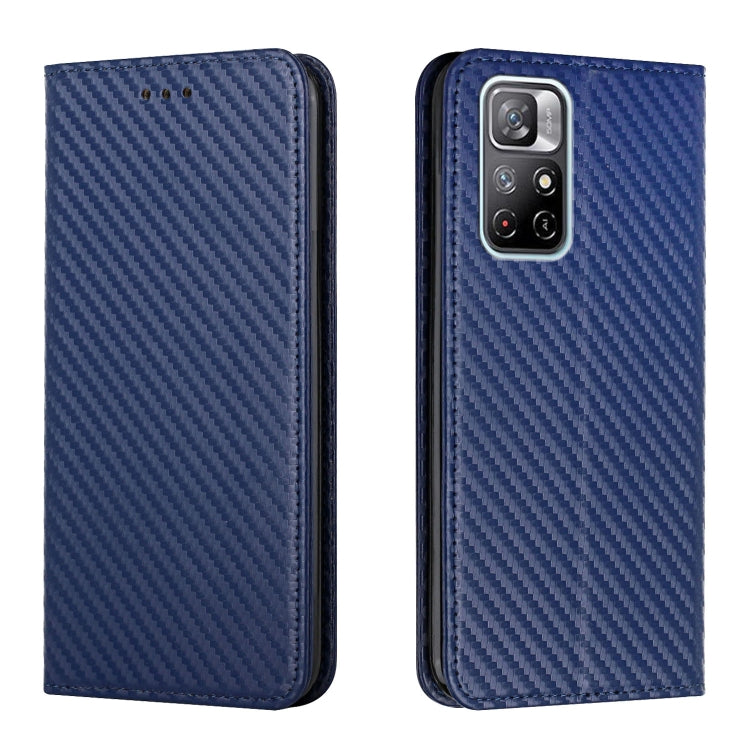 For Xiaomi Redmi Note 11 5G CN Version Carbon Fiber Texture Flip Holder Leather Phone Case