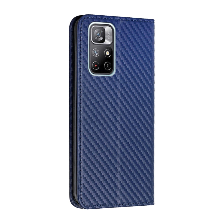 For Xiaomi Redmi Note 11 5G CN Version Carbon Fiber Texture Flip Holder Leather Phone Case