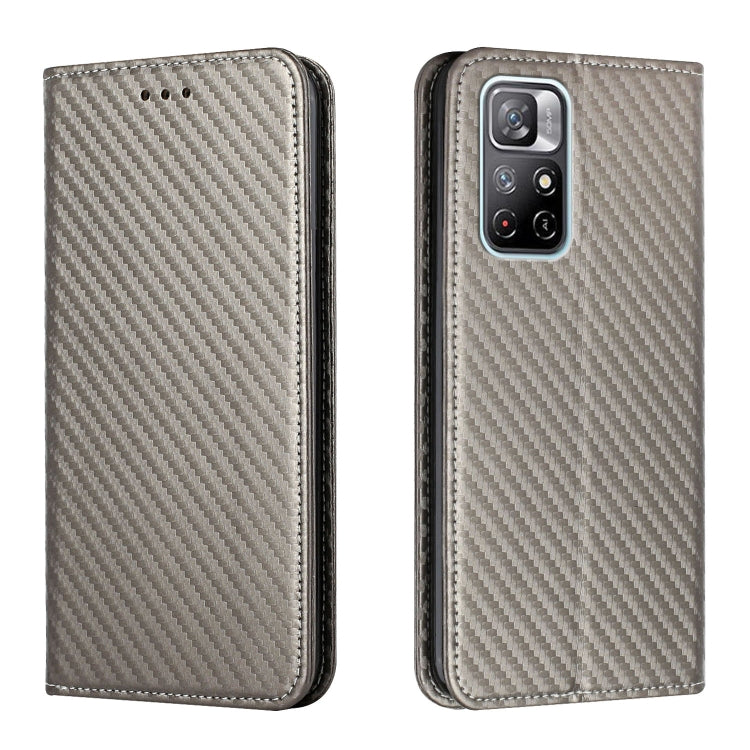 For Xiaomi Redmi Note 11 5G CN Version Carbon Fiber Texture Flip Holder Leather Phone Case