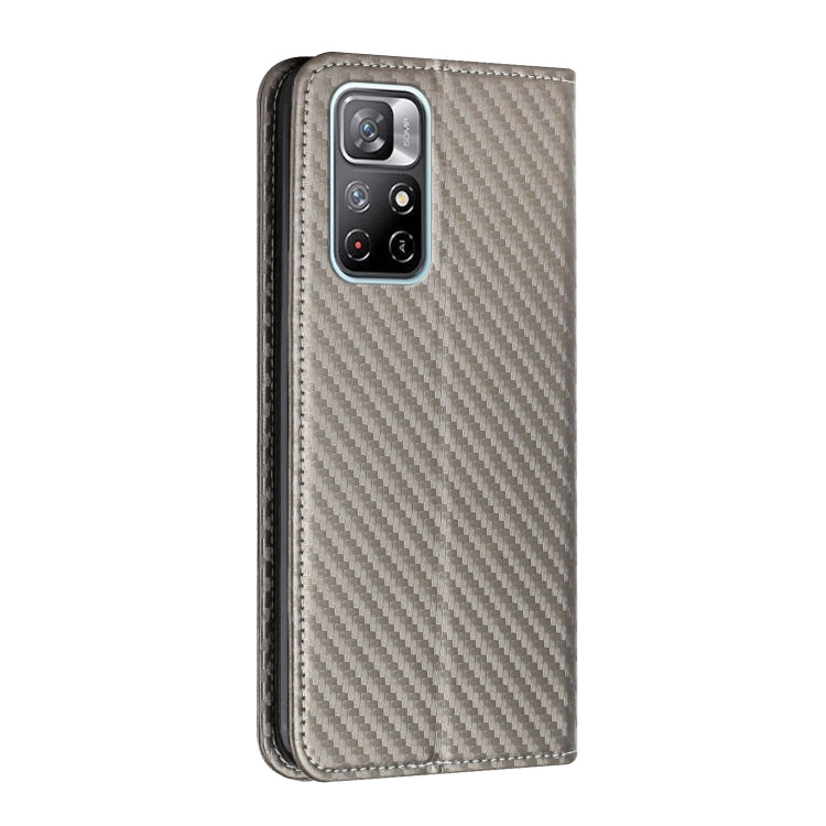 For Xiaomi Redmi Note 11 5G CN Version Carbon Fiber Texture Flip Holder Leather Phone Case
