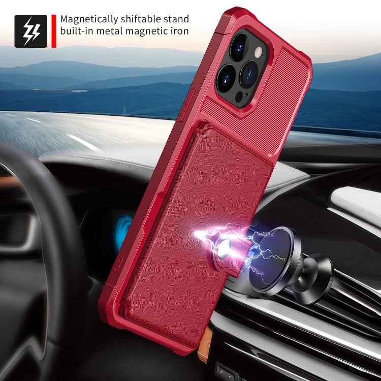 For iPhone 13 Pro Max Magnetic Wallet Card Bag Leather Case