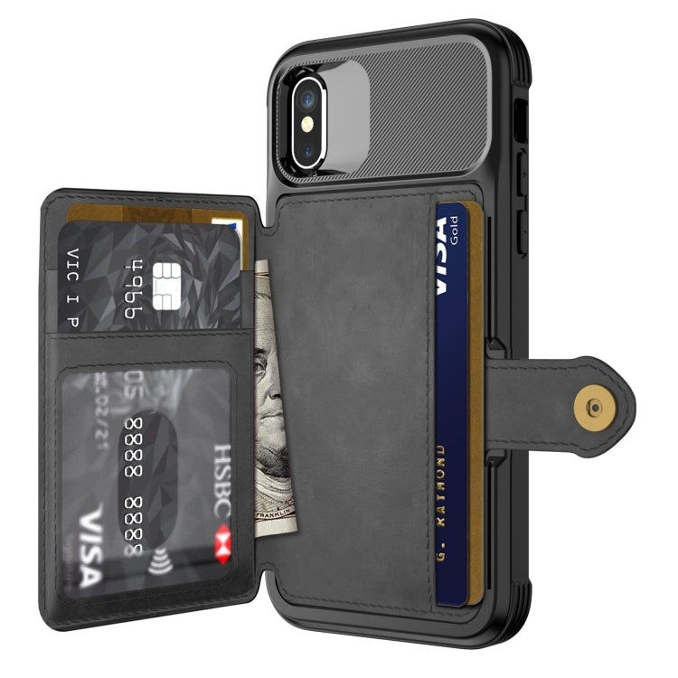For iPhone X / XS Magnetic Wallet Card Bag Leather Case