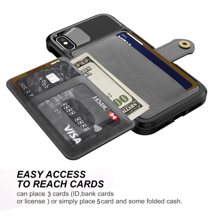 For iPhone X / XS Magnetic Wallet Card Bag Leather Case