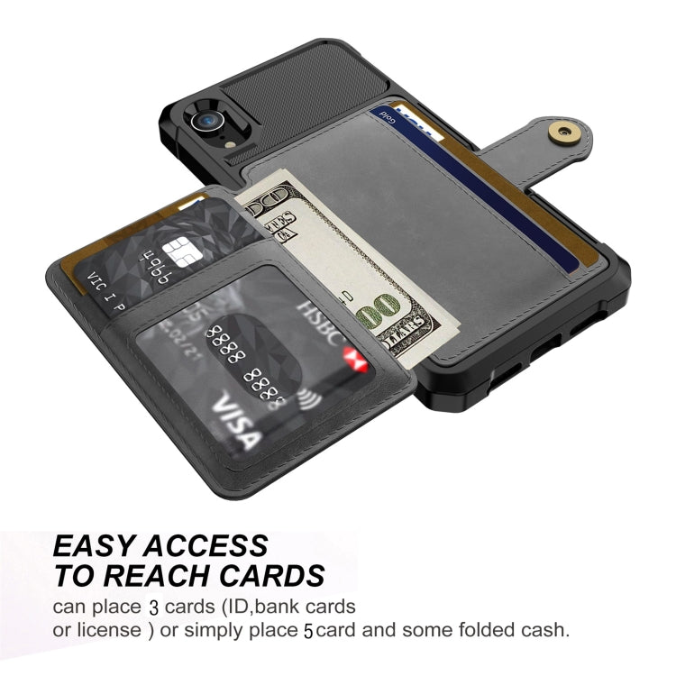 For iPhone XR Magnetic Wallet Card Bag Leather Case