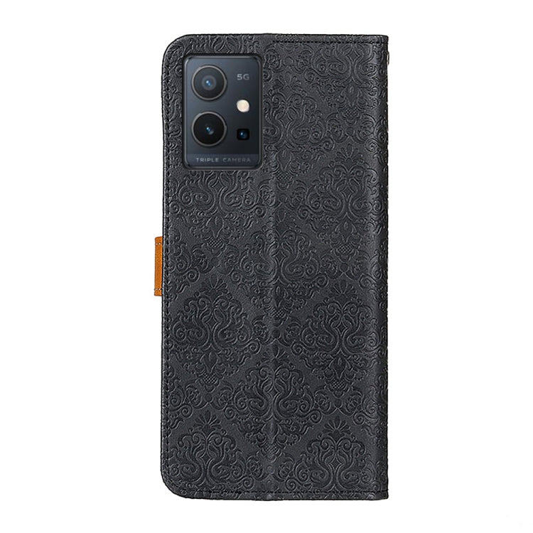 For vivo Y75 5G / Y55 5G European Floral Embossed Leather Phone Case