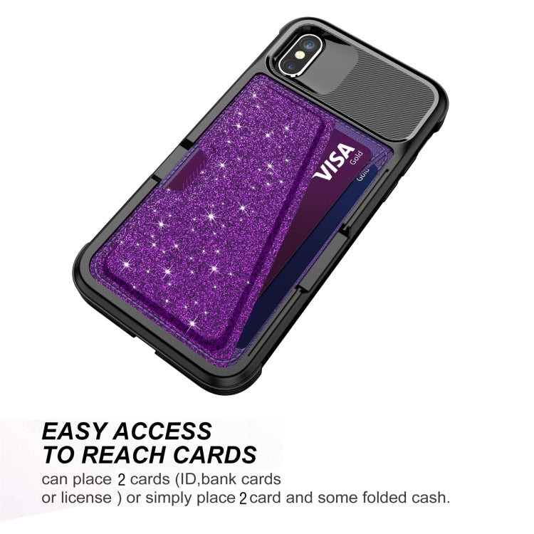 For iPhone X / XS Glitter Magnetic Card Bag Leather Case