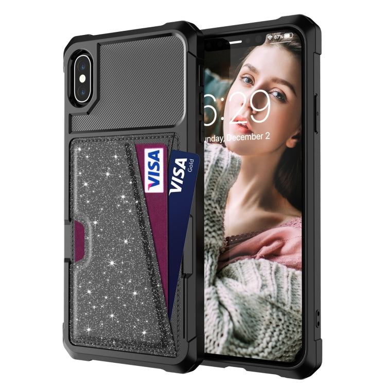 For iPhone XS Max Glitter Magnetic Card Bag