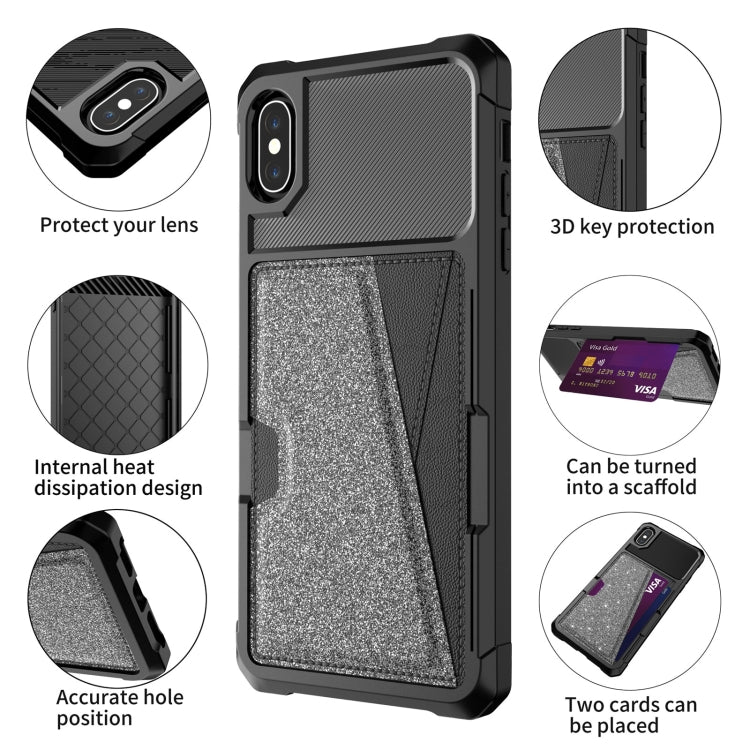 For iPhone XS Max Glitter Magnetic Card Bag